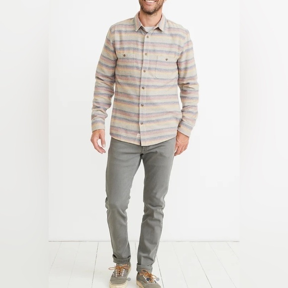 Marine Layer vicente overshirt Striped Button-Up Shirt size M - Picture 2 of 8